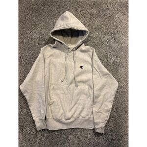 Champion Reverse Weave Hoodie Sweatshirt Mens Small S Gray Pullover